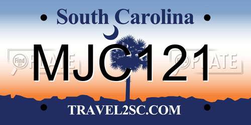 MJC121 South Carolina License Plate