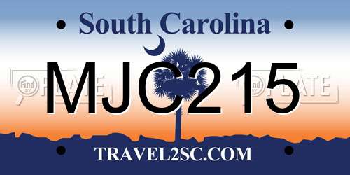 MJC215 South Carolina License Plate
