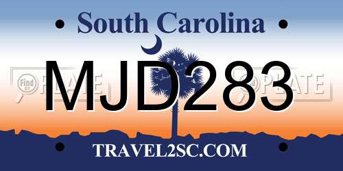 MJD283 South Carolina License Plate