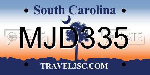 MJD335 South Carolina License Plate
