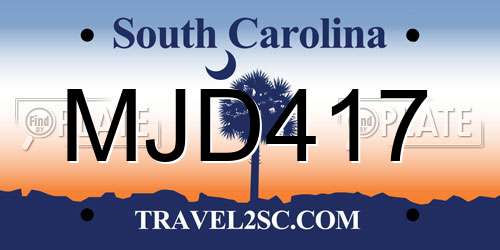 MJD417 South Carolina License Plate