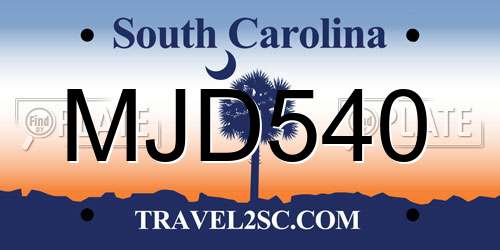 MJD540 South Carolina License Plate