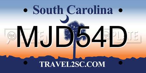MJD54D South Carolina License Plate