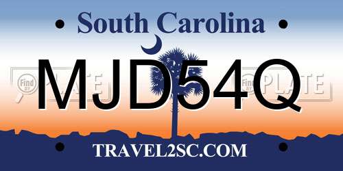 MJD54Q South Carolina License Plate