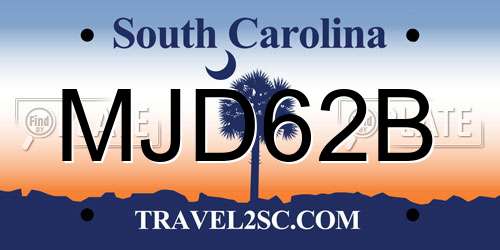 MJD62B South Carolina License Plate