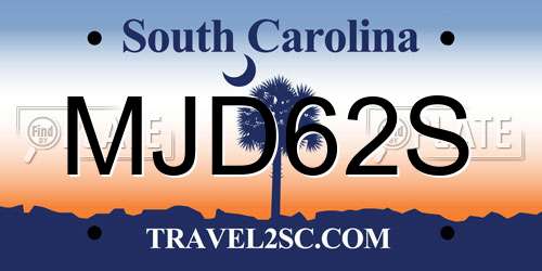 MJD62S South Carolina License Plate