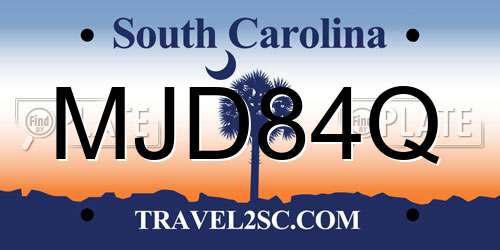 MJD84Q South Carolina License Plate