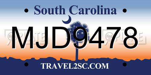 MJD9478 South Carolina License Plate