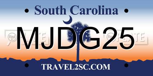 MJDG25 South Carolina License Plate