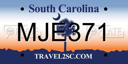 MJE371 South Carolina License Plate