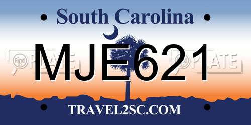 MJE621 South Carolina License Plate