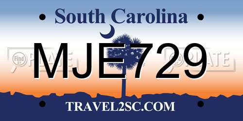 MJE729 South Carolina License Plate
