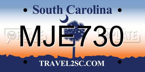 MJE730 South Carolina License Plate