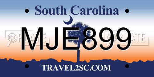 MJE899 South Carolina License Plate