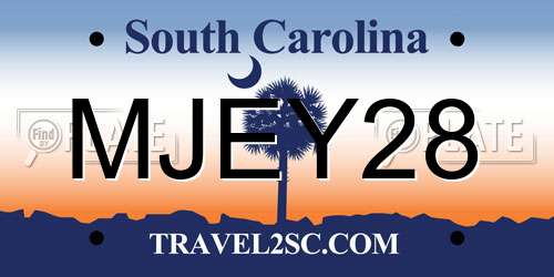 MJEY28 South Carolina License Plate