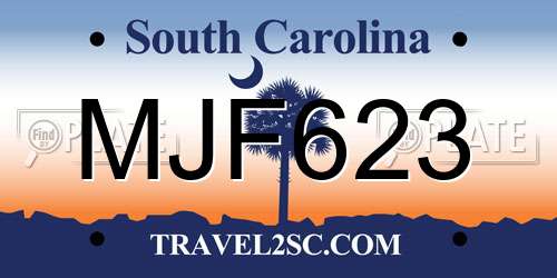 MJF623 South Carolina License Plate
