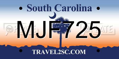 MJF725 South Carolina License Plate