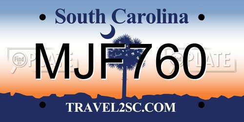 MJF760 South Carolina License Plate
