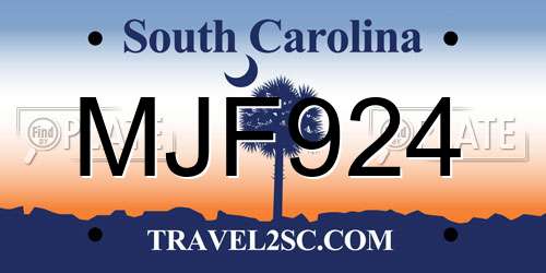 MJF924 South Carolina License Plate