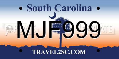 MJF999 South Carolina License Plate