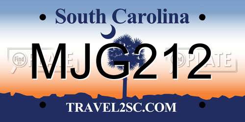 MJG212 South Carolina License Plate