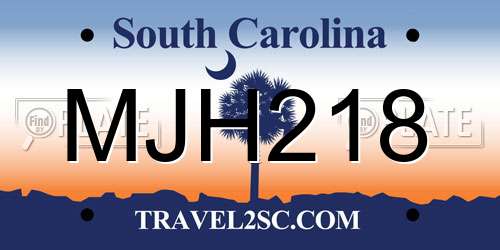 MJH218 South Carolina License Plate