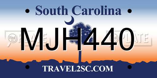MJH440 South Carolina License Plate