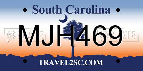 MJH469 South Carolina License Plate