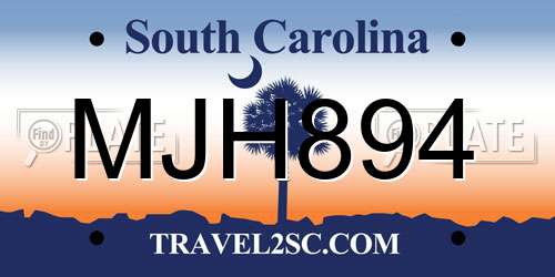MJH894 South Carolina License Plate