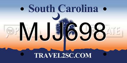 MJJ698 South Carolina License Plate