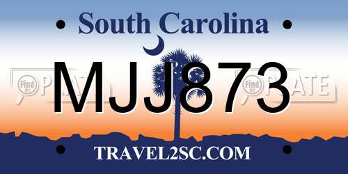 MJJ873 South Carolina License Plate