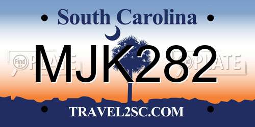 MJK282 South Carolina License Plate