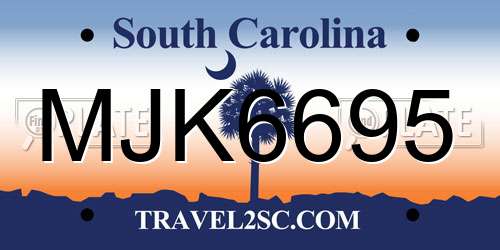 MJK6695 South Carolina License Plate