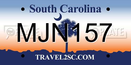 MJN157 South Carolina License Plate