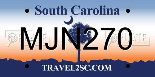 MJN270 South Carolina License Plate