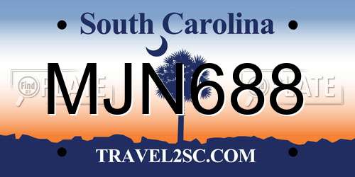 MJN688 South Carolina License Plate