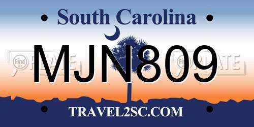 MJN809 South Carolina License Plate