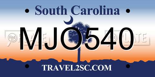 MJO540 South Carolina License Plate