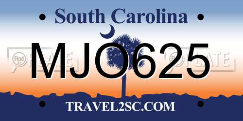 MJO625 South Carolina License Plate