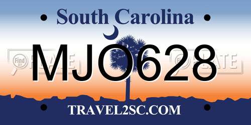 MJO628 South Carolina License Plate