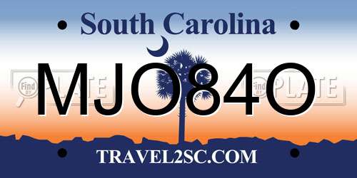 MJO84O South Carolina License Plate
