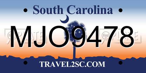MJO9478 South Carolina License Plate