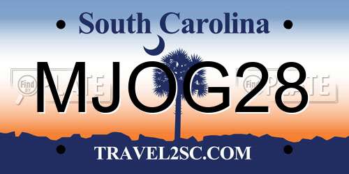 MJOG28 South Carolina License Plate