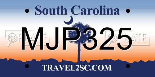 MJP325 South Carolina License Plate