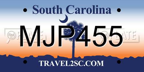 MJP455 South Carolina License Plate
