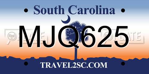 MJQ625 South Carolina License Plate