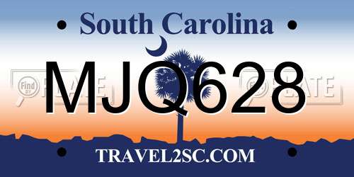 MJQ628 South Carolina License Plate
