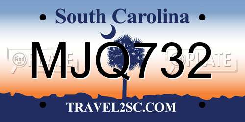 MJQ732 South Carolina License Plate