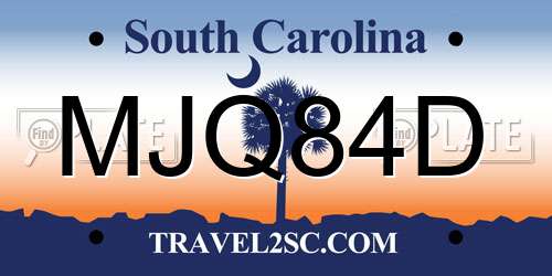 MJQ84D South Carolina License Plate