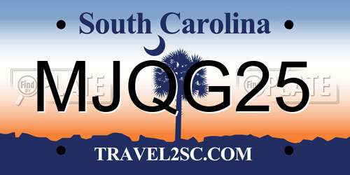 MJQG25 South Carolina License Plate